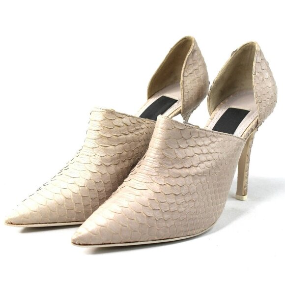 Haider Ackermann Sz 8.5 Gray D'orsay Real Snakeskin High Heel Pump Shoes Luxury - Picture 4 of 9